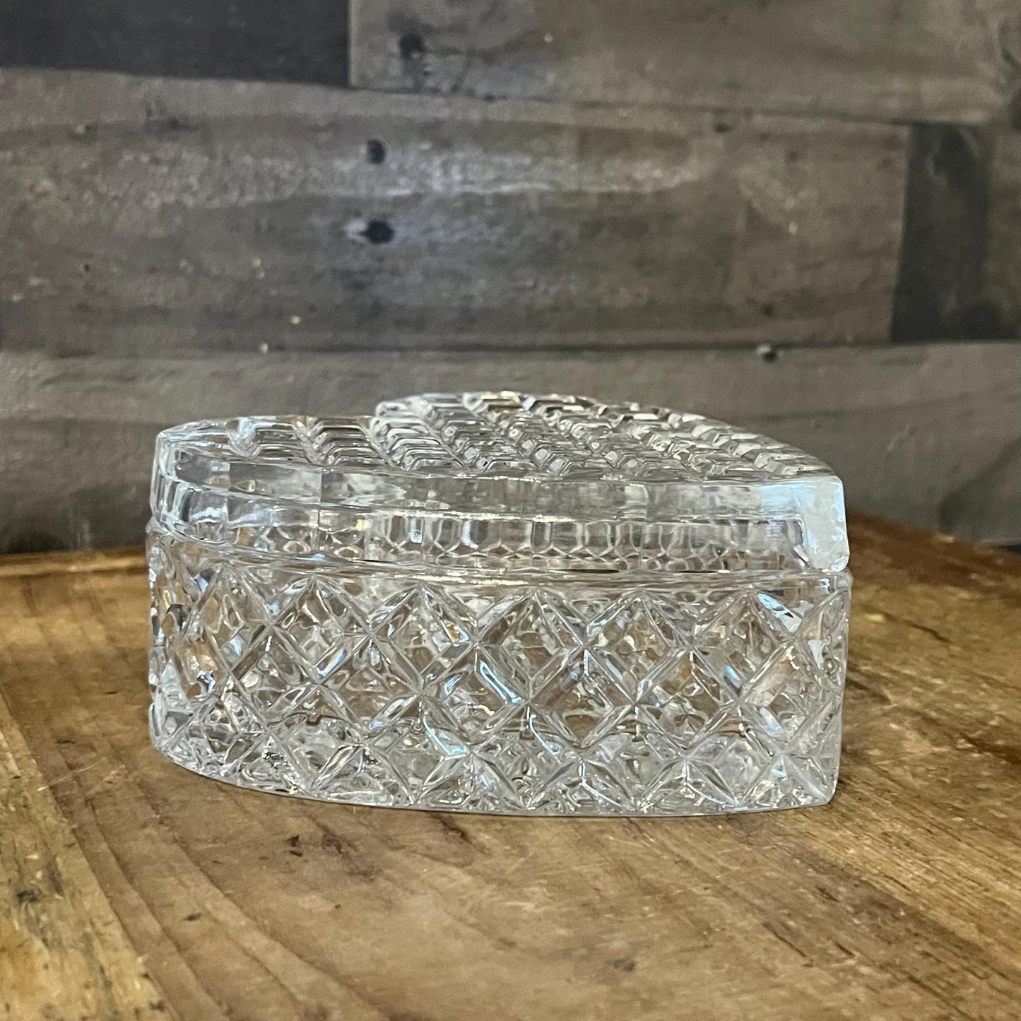 Crystal Heart Shaped Lidded Trinket Box - Candy Dish