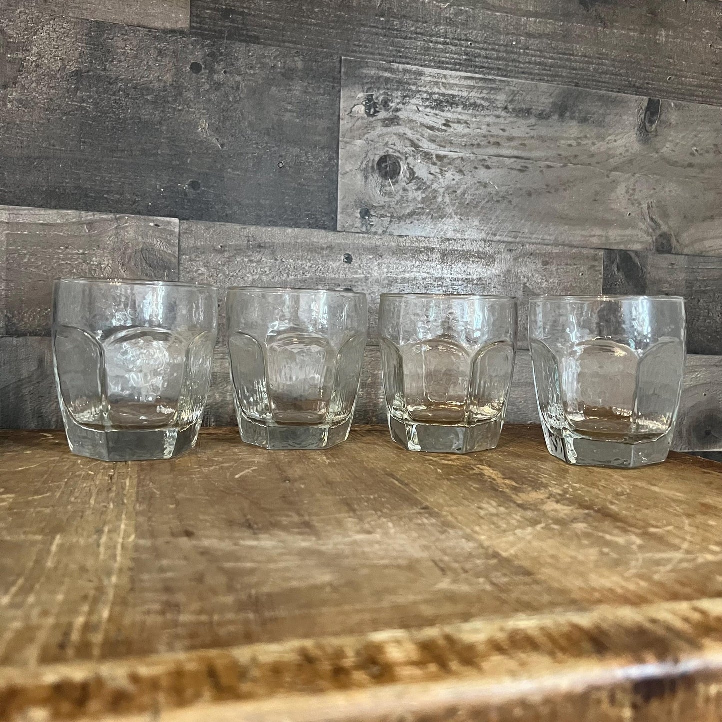 Libbey Glass Company Double Old Fashioned Chivalry Clear Glasses - Set of 7