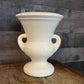 Vintage Creamy White Handled Trophy Urn Pottery Vase