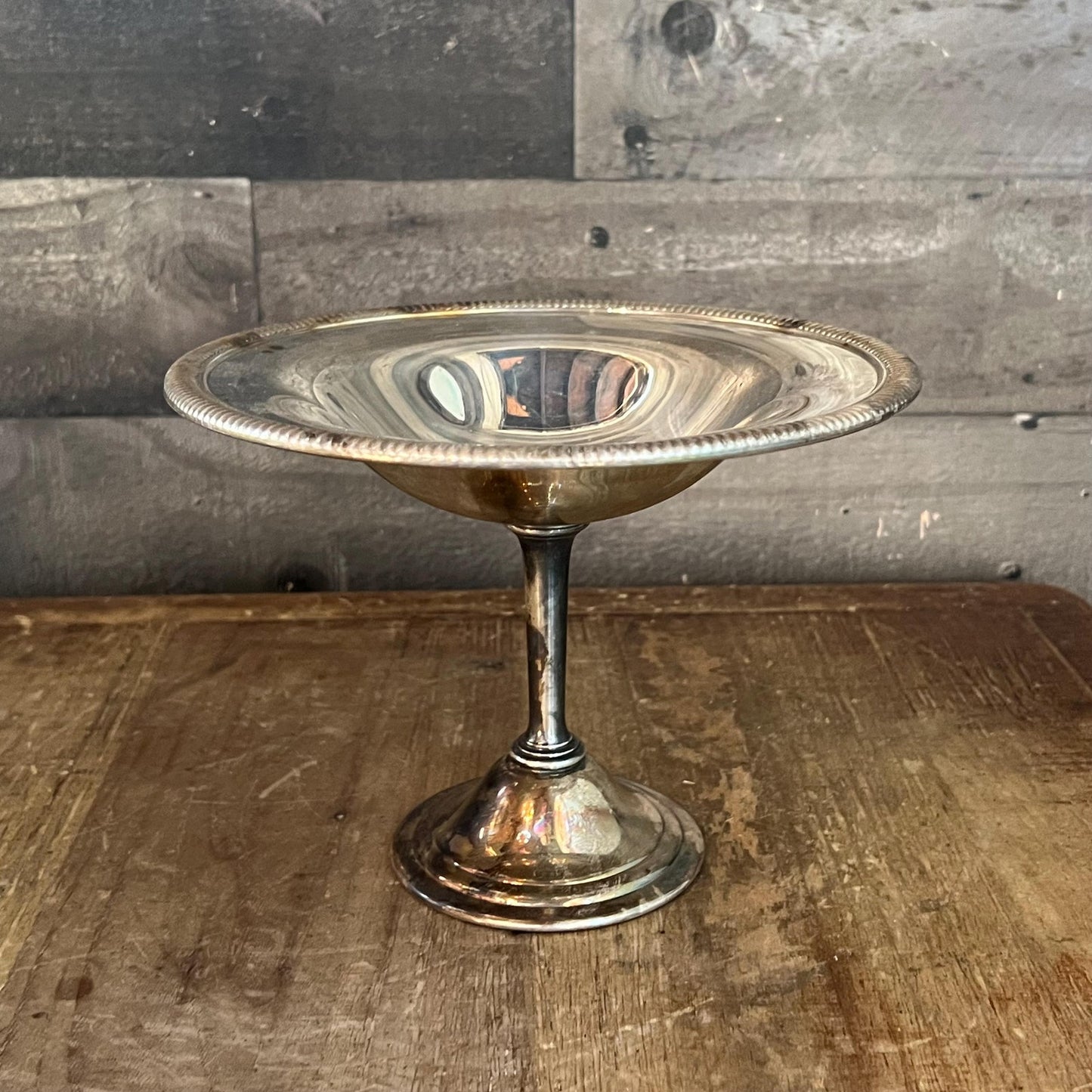 Vintage WM Rogers Silverplated Long Stem Compote Pedestal Shallow Bowl