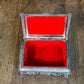 Vintage Rectangular Hinged Lidded Footed Trinket Box - Jewelry Box with Floral Accents