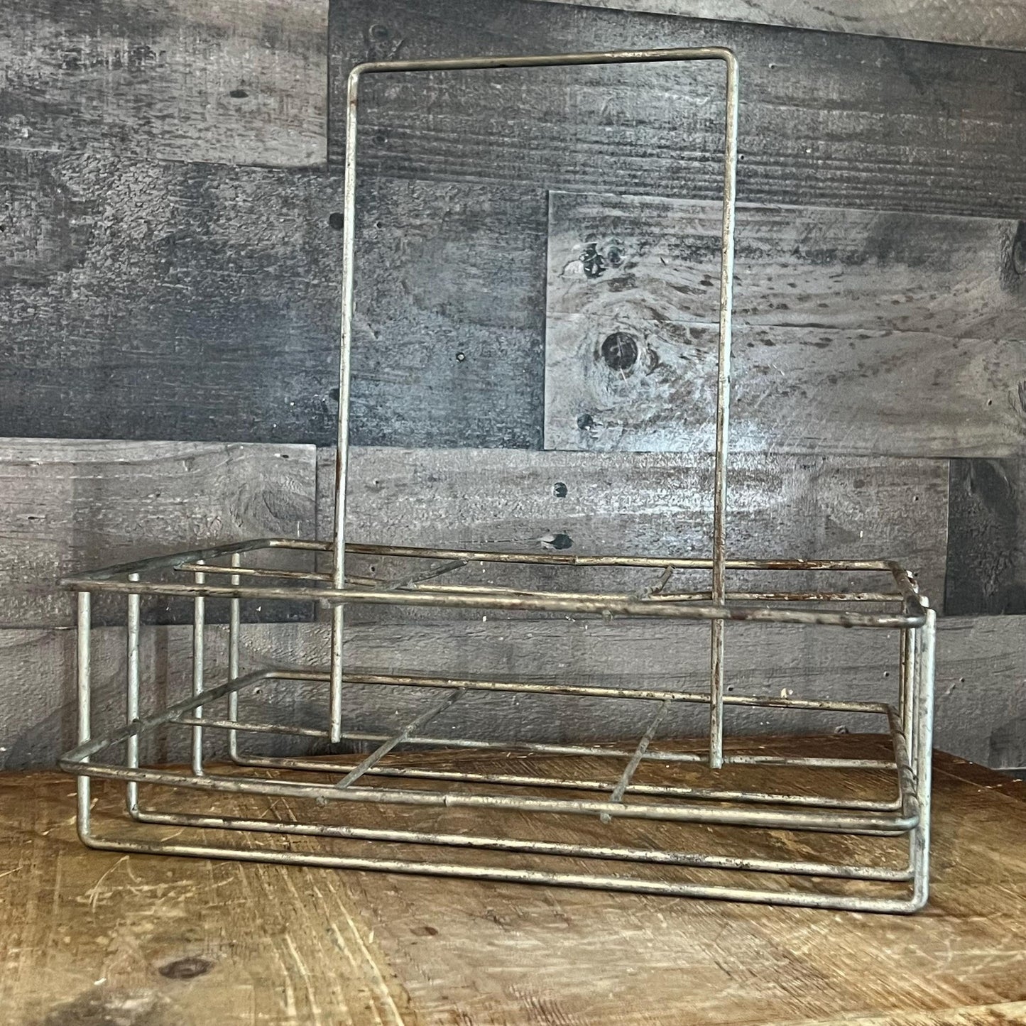 Vintage Metal Bottle Carrier - Milk Carrier - Metal Handled Crate