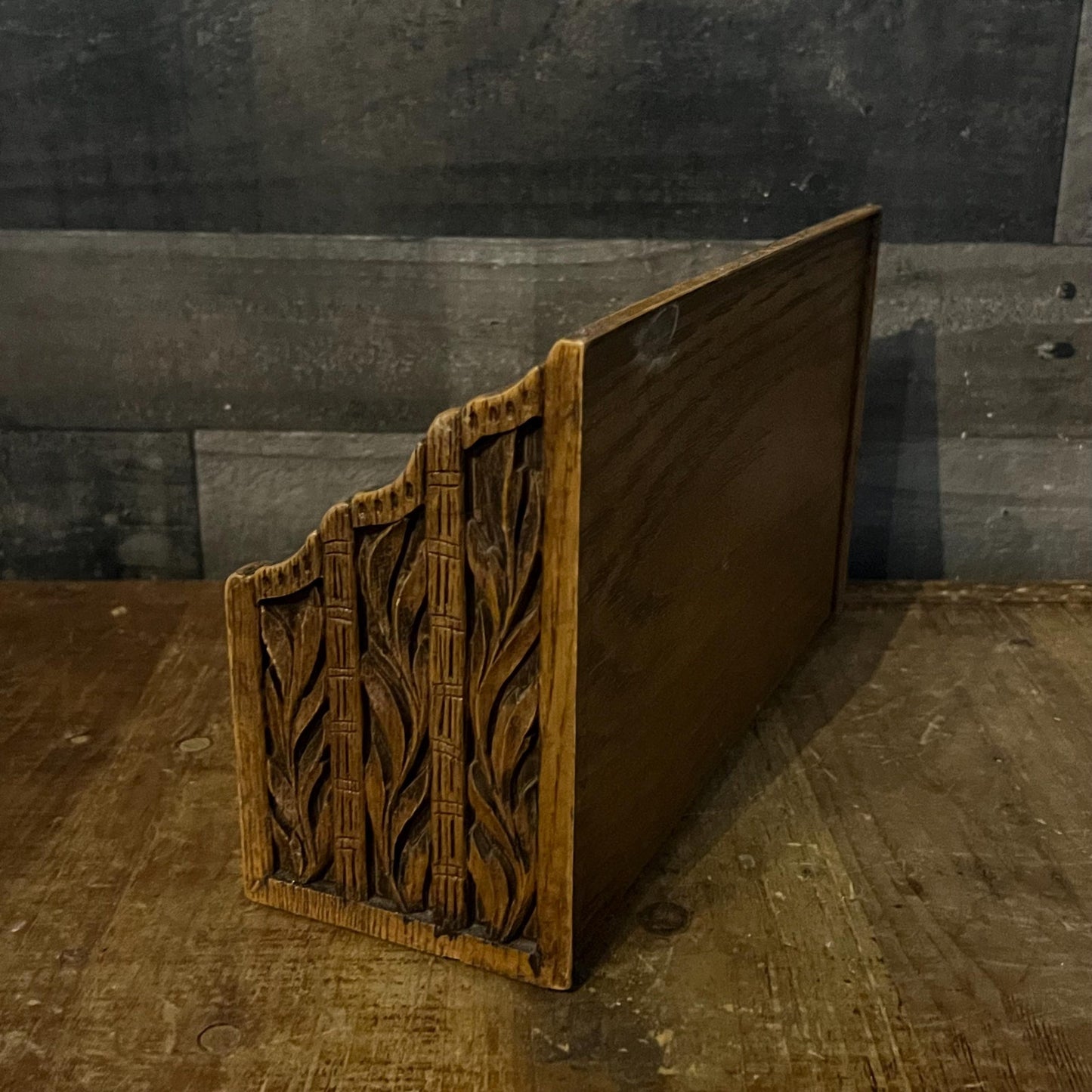 Vintage Lerner Faux Carved Wood Desk Organizer - Letter Holder - Mail Holder - Pencil Holder - Pen Holder