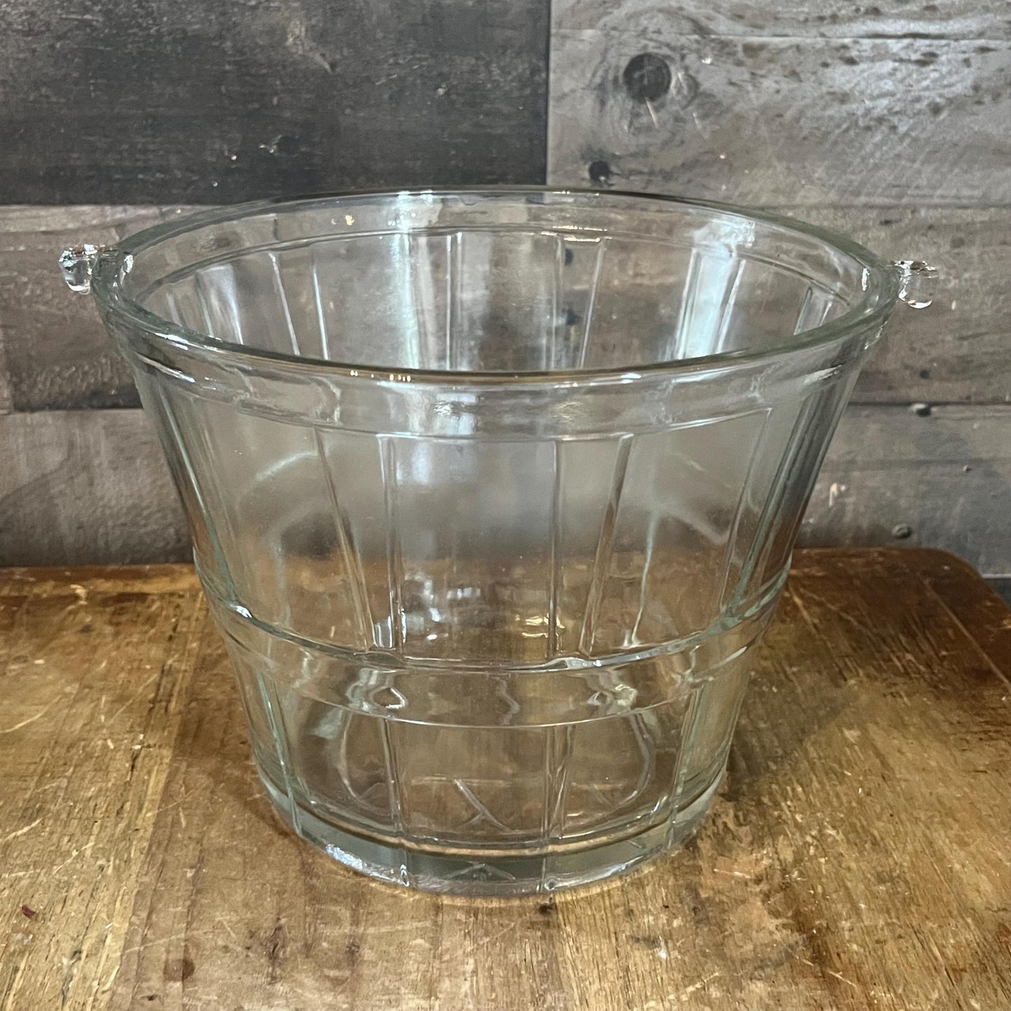 Vintage Anchor Hocking Large Glass Apple Bushel Ice Bucket - Vase - Fruit Basket