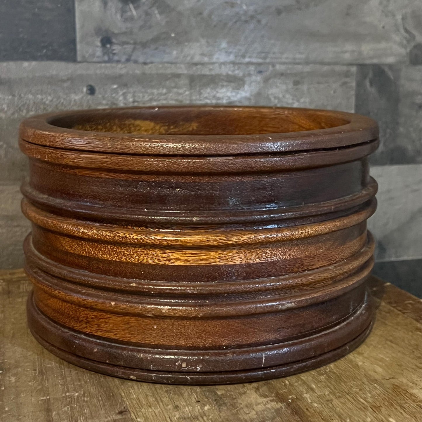 Vintage Wooden Round Bowl