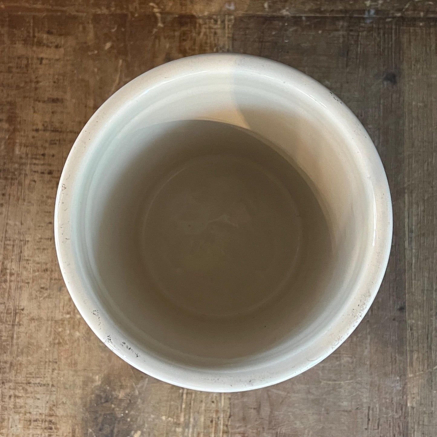 Vintage Creamy White Crock Jar Canister - Made in Portugal