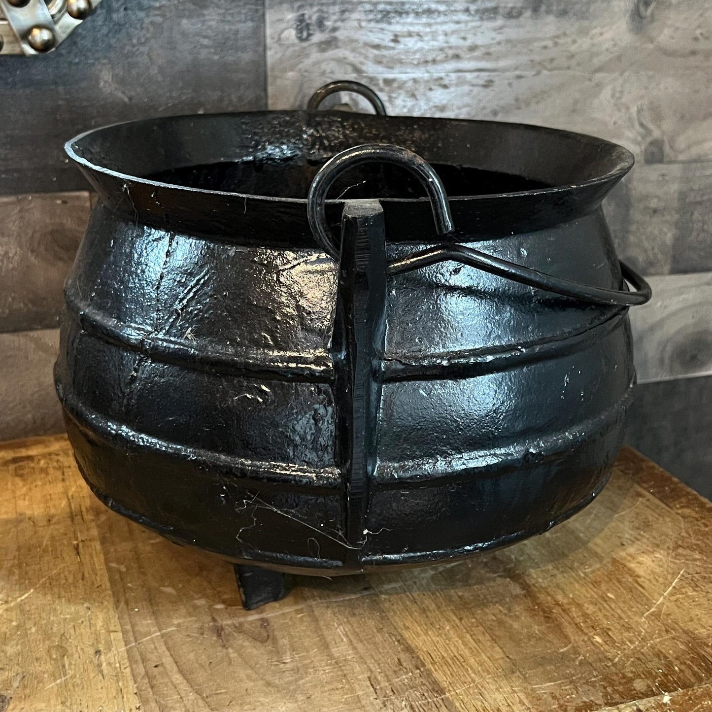 Black Cast Iron Tri Footed Handled Large Cauldron - Cast Iron Pot - Cast Iron Kettle - Cast Iron Bean Pot