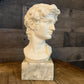 Vintage David Michelangelo Bust Greek Roman Sculpture on Marble Pedestal by G. Carusi