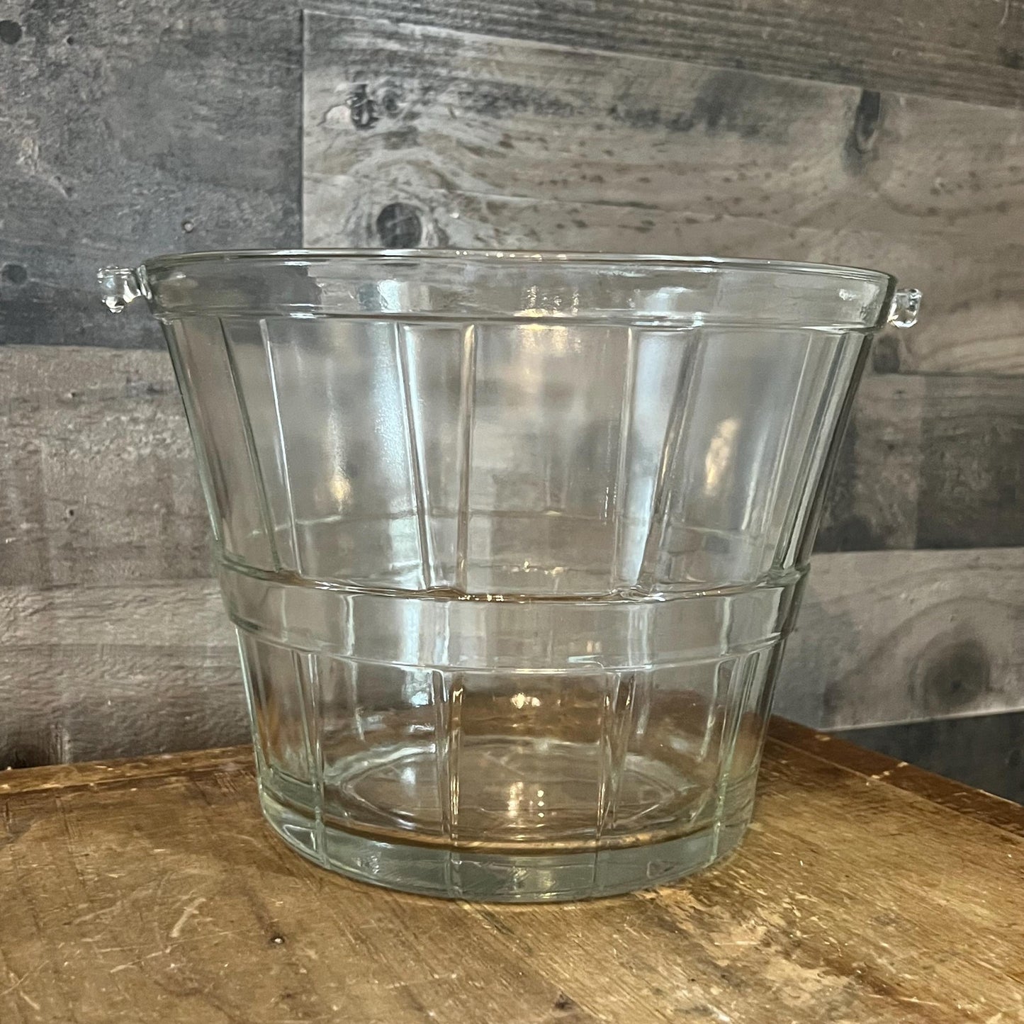 Vintage Anchor Hocking Large Glass Apple Bushel Ice Bucket - Vase - Fruit Basket