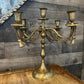Vintage Solid Brass 5 Candlestick Holder Candelabra with Tassle Rope Detailing