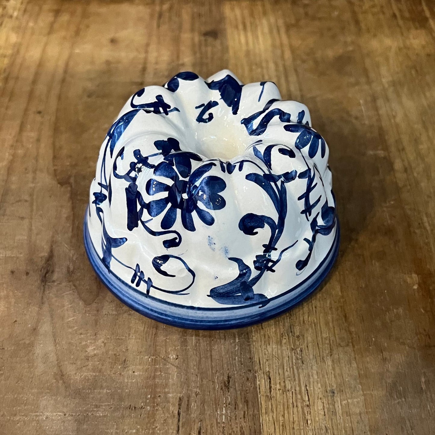 Vintage ABC Ceramiche Bassano Italy Blue and White Ceramic Jello Mold