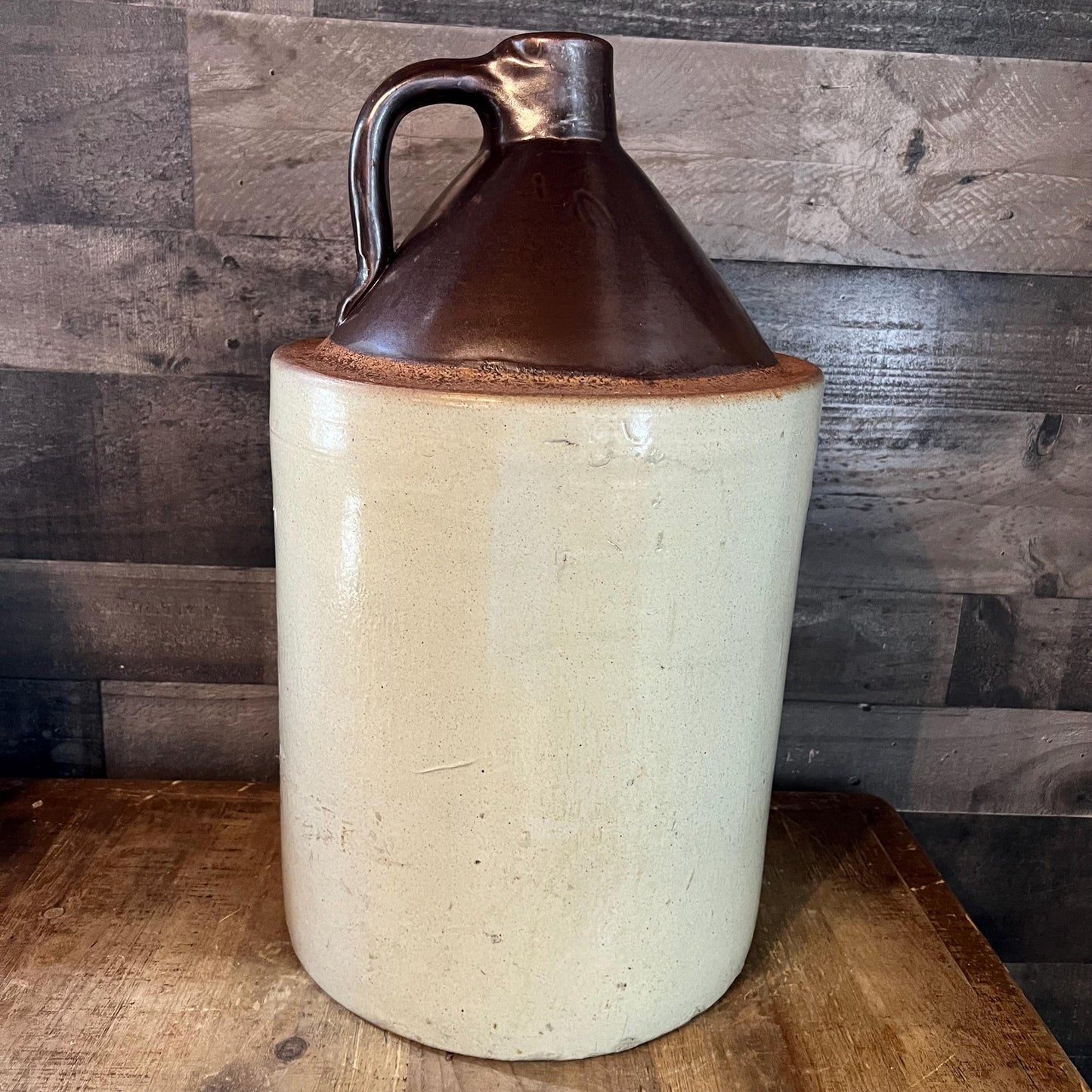 Antique 5 Gallon Blue U S Eagle Stamped Stoneware Jug - Whiskey Crock - Moonshine Crock - Brown and Beige Stoneware Crock