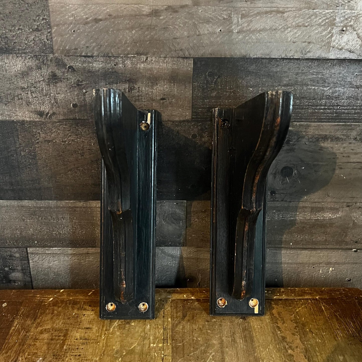 Black Painted Wooden Corbels - Pair