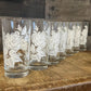 Vintage Libbey White Rose and Leaves Pattern Highball Glasses - Set of 7