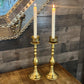 Vintage Brass Swirl Tall Candlestick Holders - Pair
