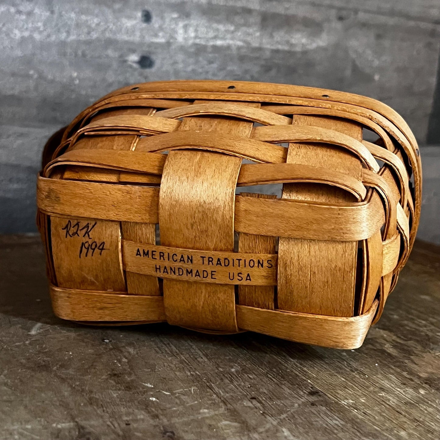 Vintage American Traditions Handmade USA Rectangular Woven Basket