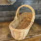 Woven Wicker Rattan Long Handled Basket - Flower Trug - Bread Basket