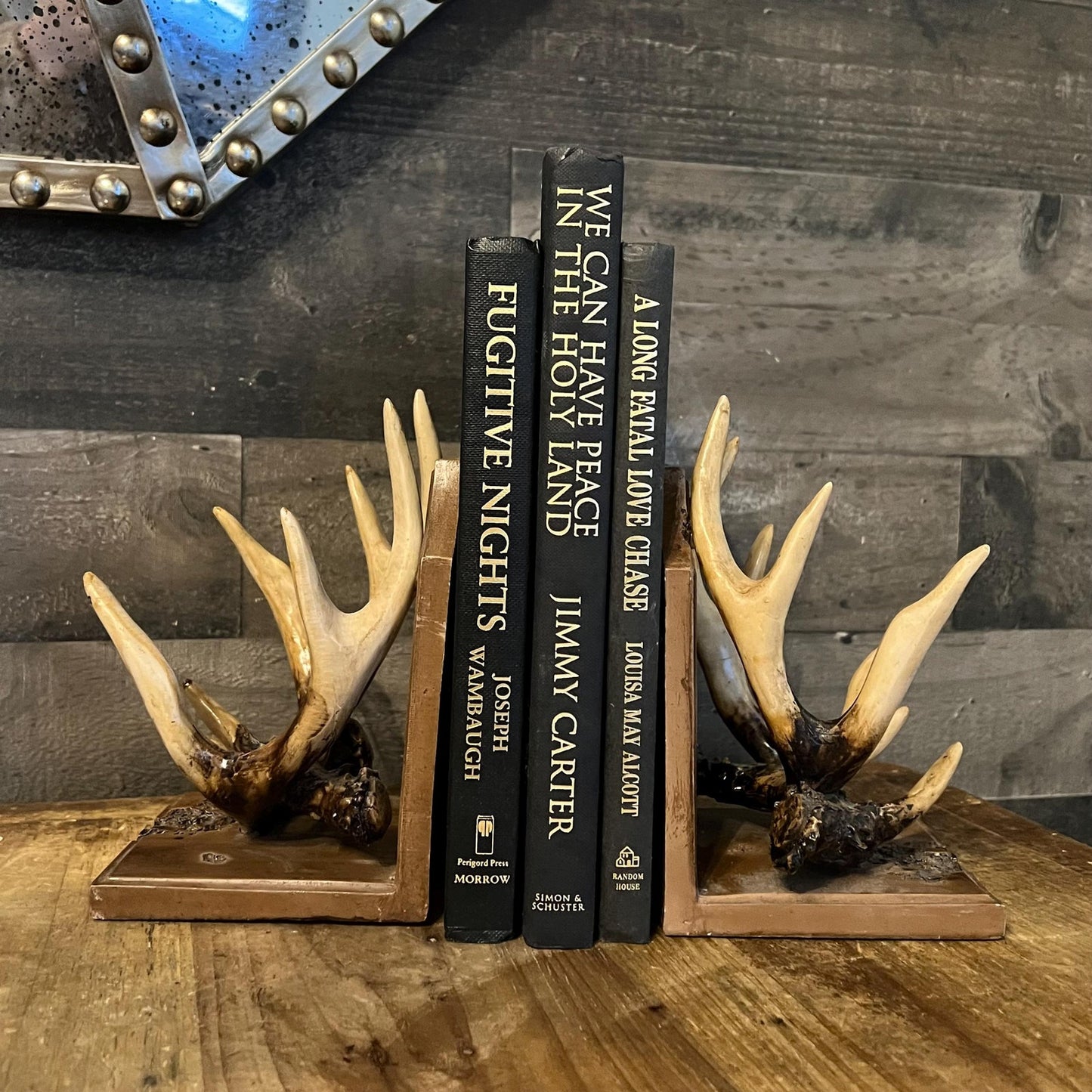 Vintage Deer Buck Antler Bookends - Pair