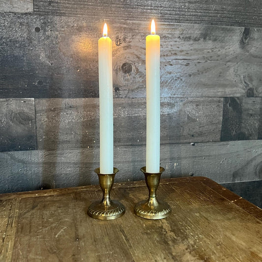 Vintage Pair of Brass Candlestick Holders
