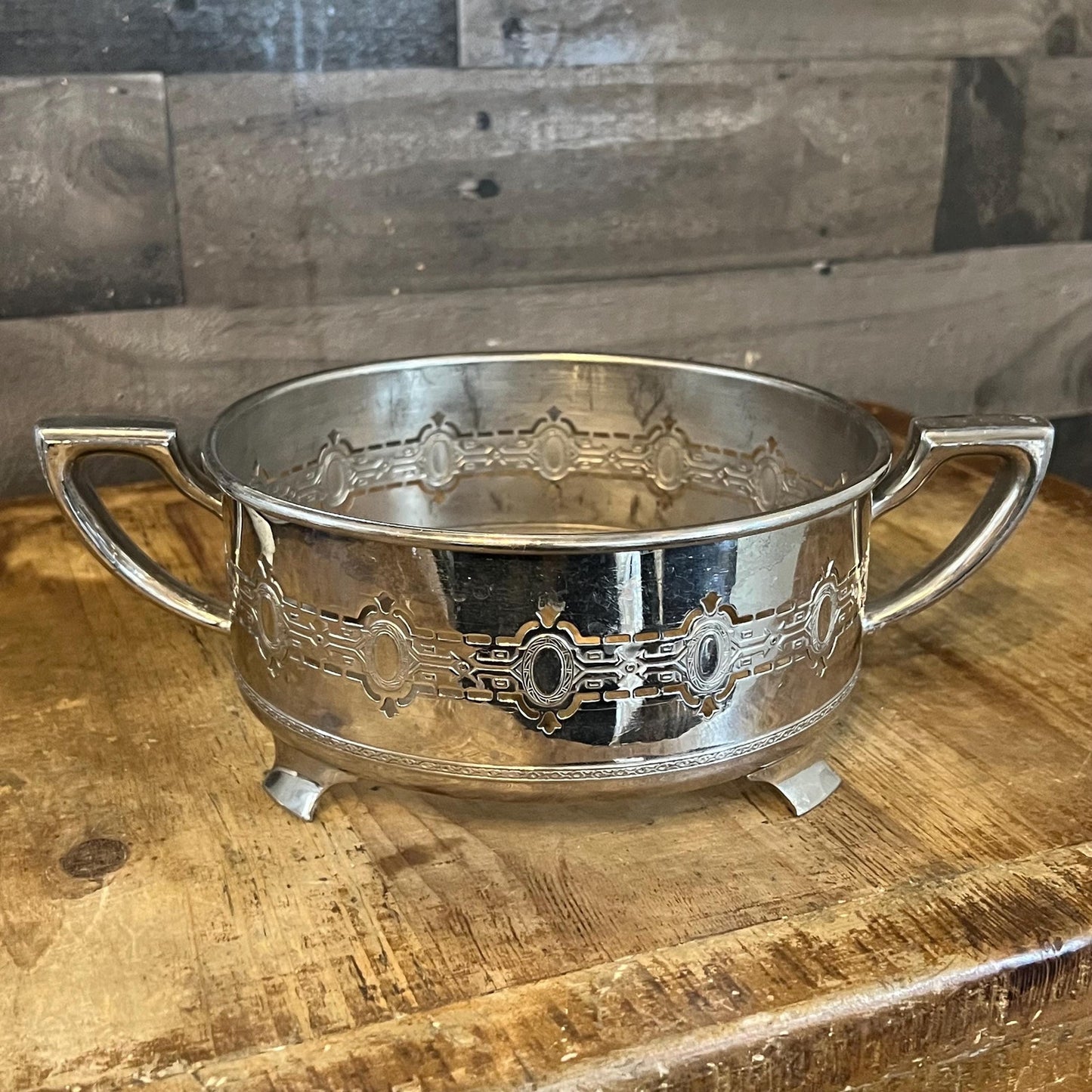 Vintage Double Hamdled Pierced Metal Casserole Dish Holder