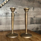 Pottery Barn Aged Brass Candlestick Holders Pair