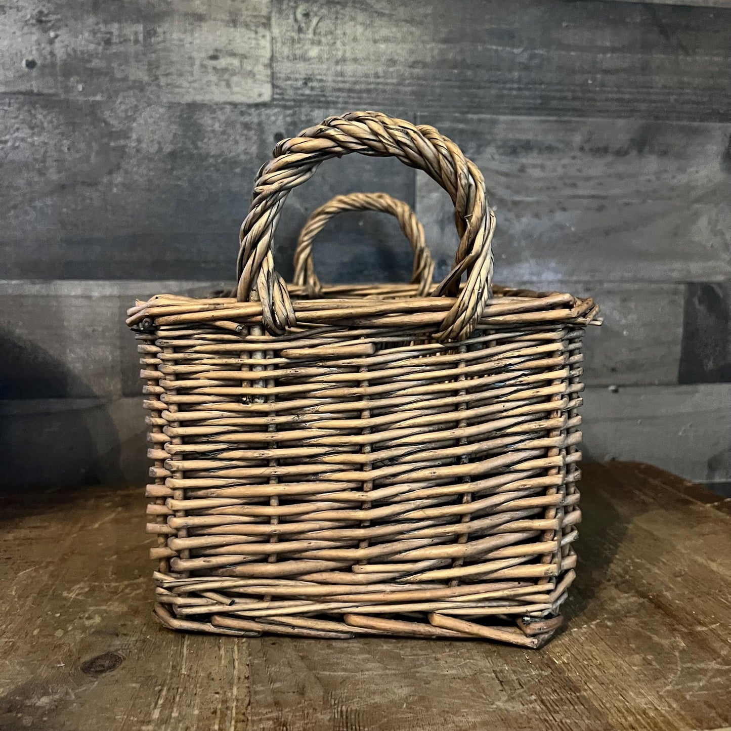 Woven Wicker Double Handle 4 Compartment Basket - Utensil Caddy - Picnic Caddy