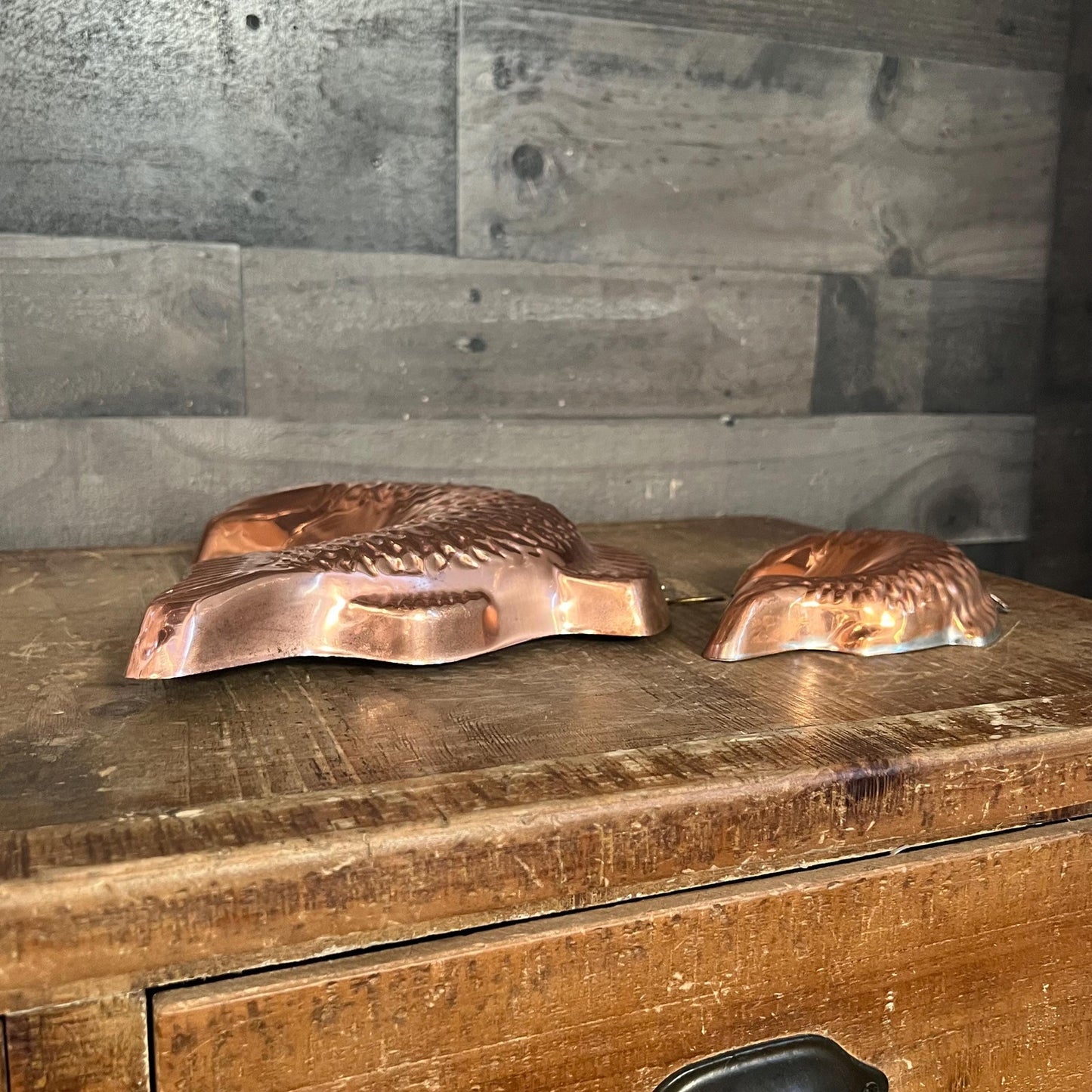 Vintage Copper Big Fish Little Fish Wall Hanging Molds