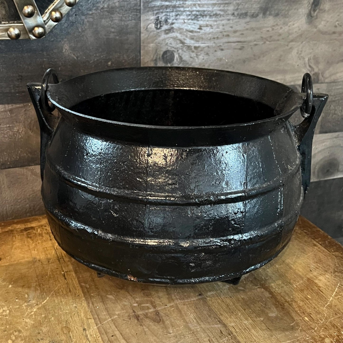 Black Cast Iron Tri Footed Handled Large Cauldron - Cast Iron Pot - Cast Iron Kettle - Cast Iron Bean Pot