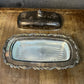 Vintage WM A Rogers Footed Silverplated Rectangular Lidded Butter Stick Holder with Glass Insert