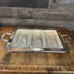 Vintage Leonard Silverplated Handled Rectangular Footed Serving Tray with 3 Crystal Rectangular Trays