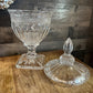 Vintage Shannon by Godinger Brandon Pattern Large Crystal Lidded Pedestal Dish