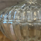 Clear Glass Footed Ribbed Lidded Candy Dish with Aged Gold Rim Base