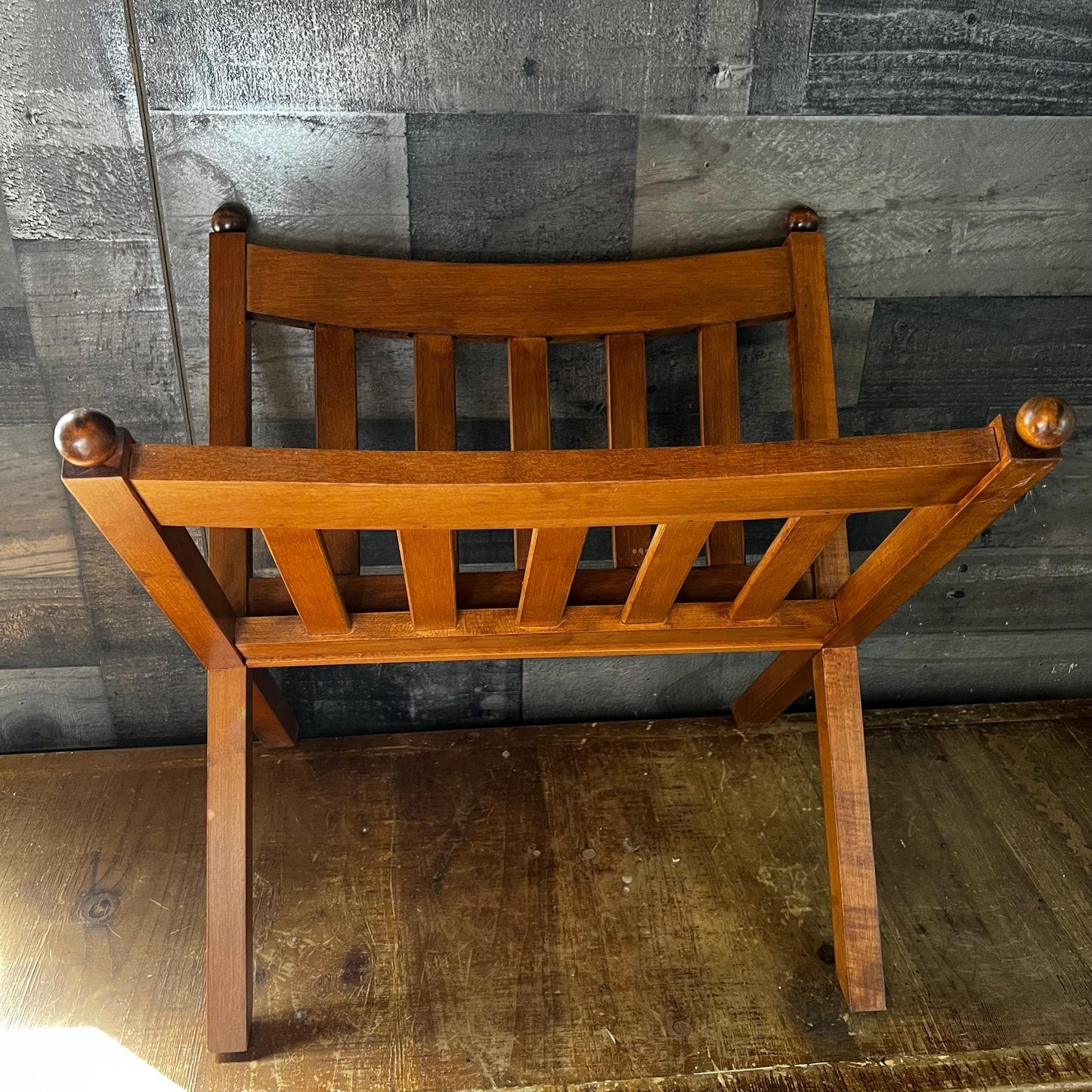 Vintage Ethan Allen Wooden Slat Magazine Rack - Blanket Holder - Book Holder - Towel Holder