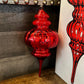 Vintage Red Optic Mercury Glass Tear Drop Finial Ornament - Department 56 Christmas Ornament