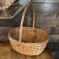 Vintage Woven Wicker Handled Basket - Gathering Basket - Garden Basket - Foraging Basket