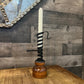 Vintage Spiral Twist Up Wrought Iron and Wooden Courting Chamberstick Candlestick Holder