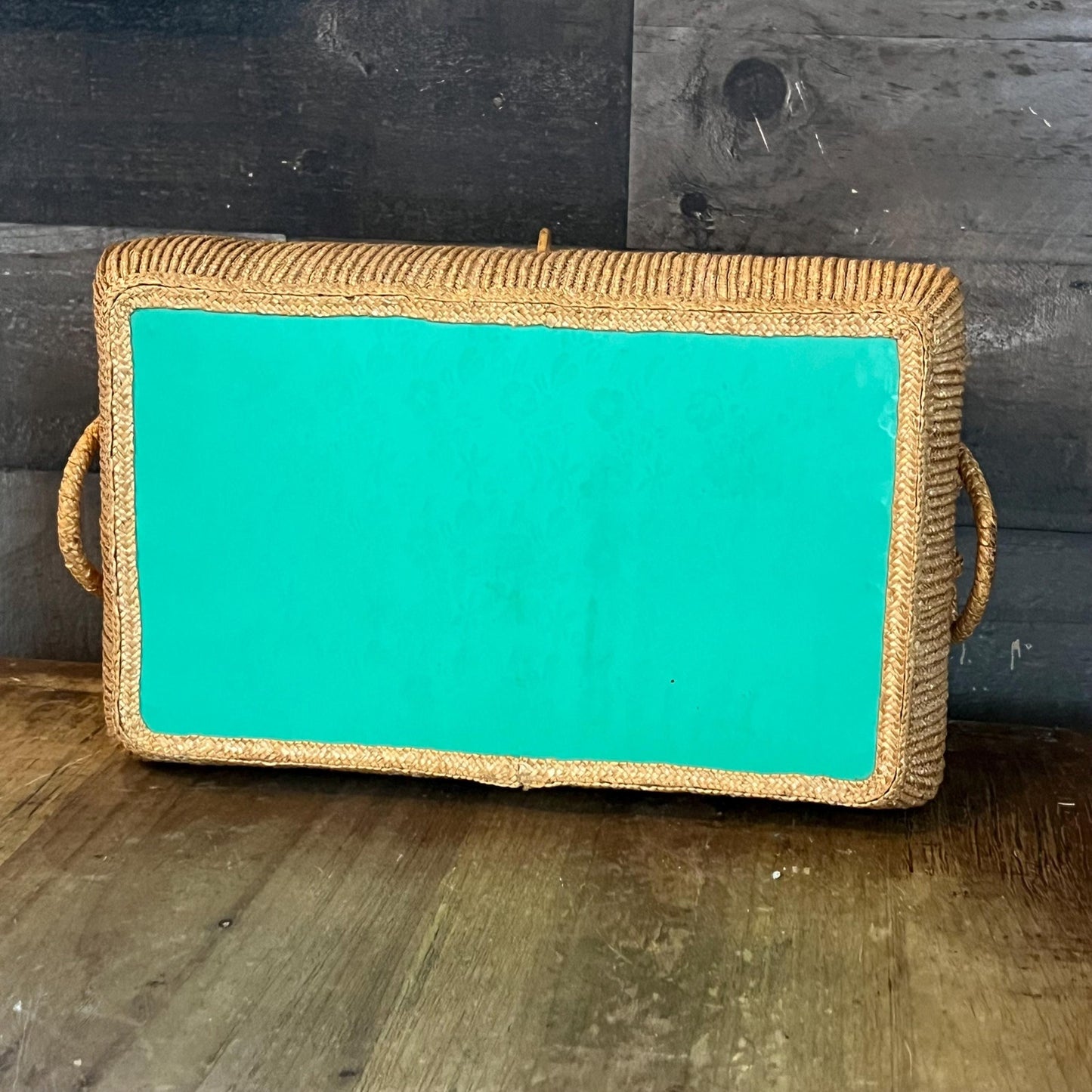 Vintage Republic of China Handled Woven Lidded Rectangular Trinket Box