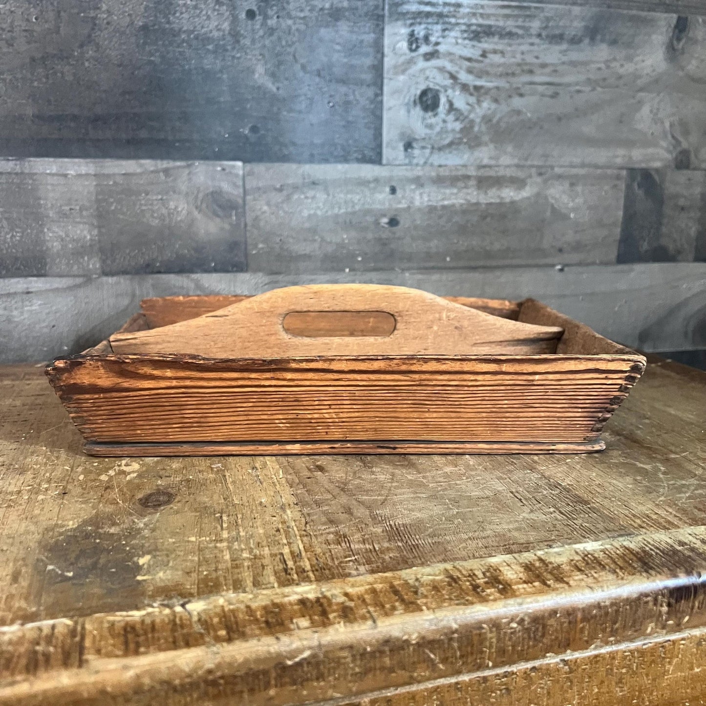 Primitive Wooden Handled Cutlery Tray