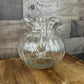 Clear Glass Ribbed Bubble Handled Pitcher