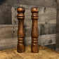 Vintage Tall Wooden Pepper Grinder and Salt Shaker