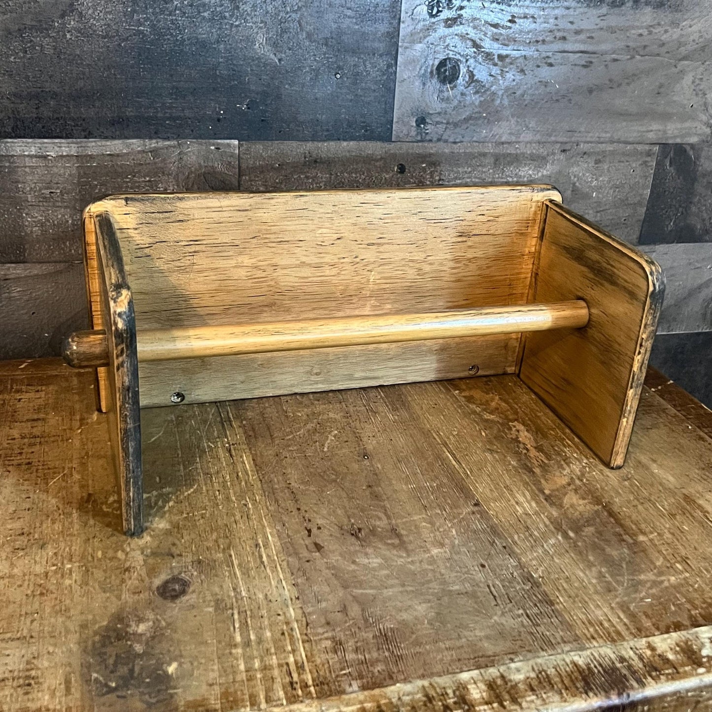 Vintage Wooden Towel Holder Shelf