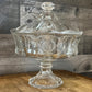 Vintage Fostoria Coin Glass Clear Large Compote Pedestal Lidded Bowl