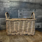Woven Wicker Double Handle 4 Compartment Basket - Utensil Caddy - Picnic Caddy