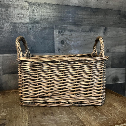 Woven Wicker Double Handle 4 Compartment Basket - Utensil Caddy - Picnic Caddy