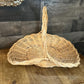 Vintage Blonde Woven Wicker Gathering Basket - Firewood Basket - Flower Basket - Stick Basket