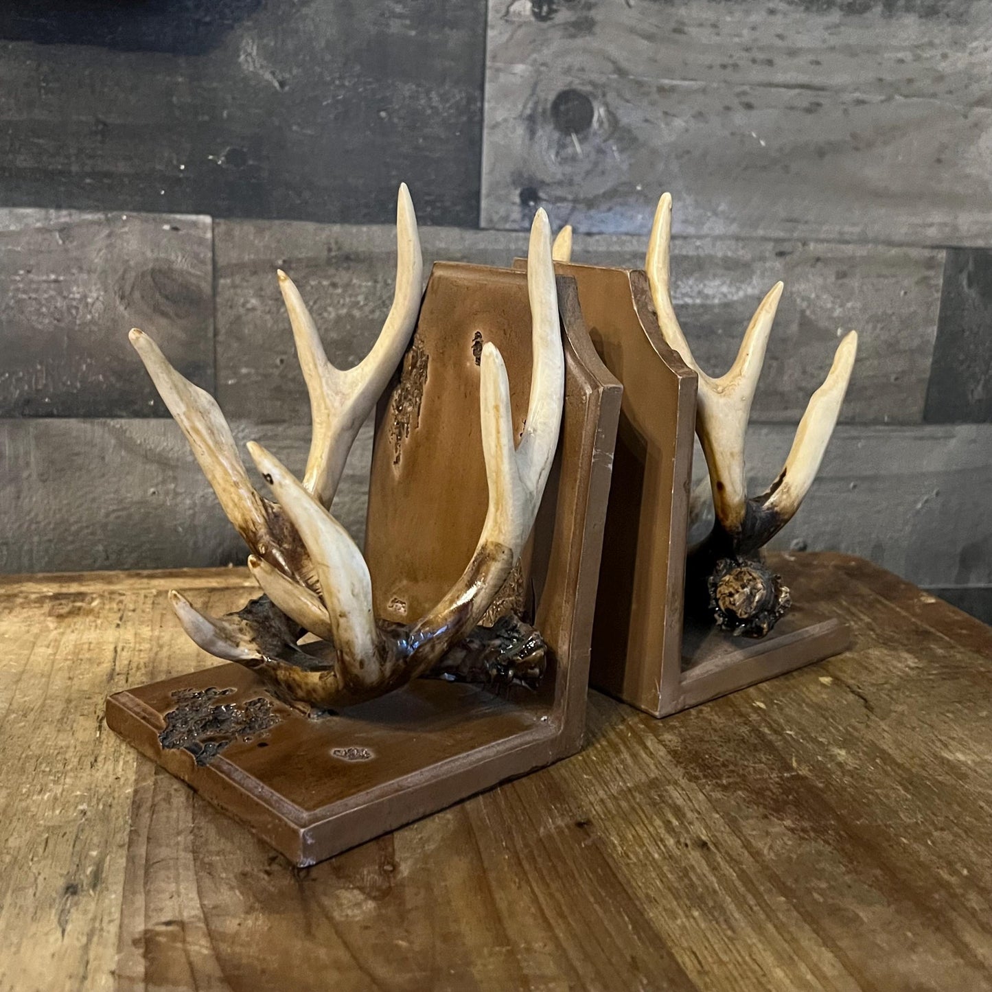 Vintage Deer Buck Antler Bookends - Pair