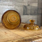 Imperial Amber Glass Marigold Hobstar Lidded Dish - Biscuit Jar