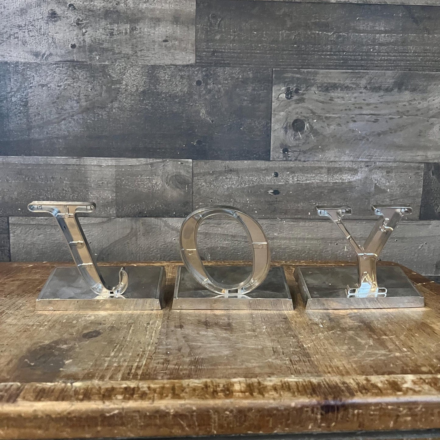 Vintage JOY Silver Tone Stocking Holders