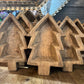 Rustic Hand Carved Wooden Christmas Tree Dough Bowl