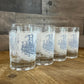 Vintage Set of 4 Royal USA Currier and Ives Blue Juice Glasses - Short Tumblers